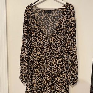 ELOQUII LEOPARD PRINT MAXI FAUX WRAP DRESS